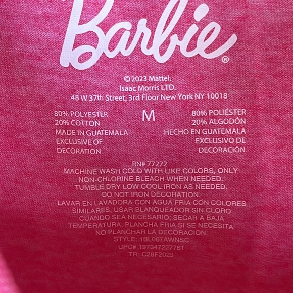 Brand New Barbie Pink Corvette Short Sleeve Shirt Movie Top - Picture 6 of 11